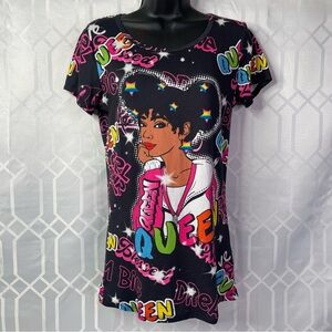 Graphic Black Short Sleeve Tee Women’s Size Medium